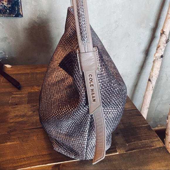 COLE HAAN woven shimmery shoulder bag - Picture 1 of 8